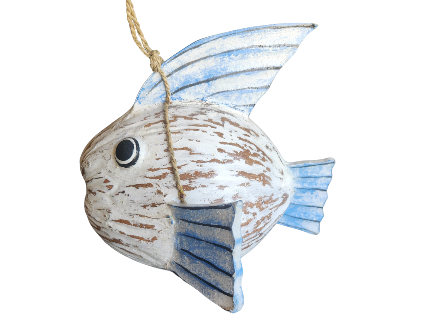 Hand Carved Coconut FISH Table Top Art Carving