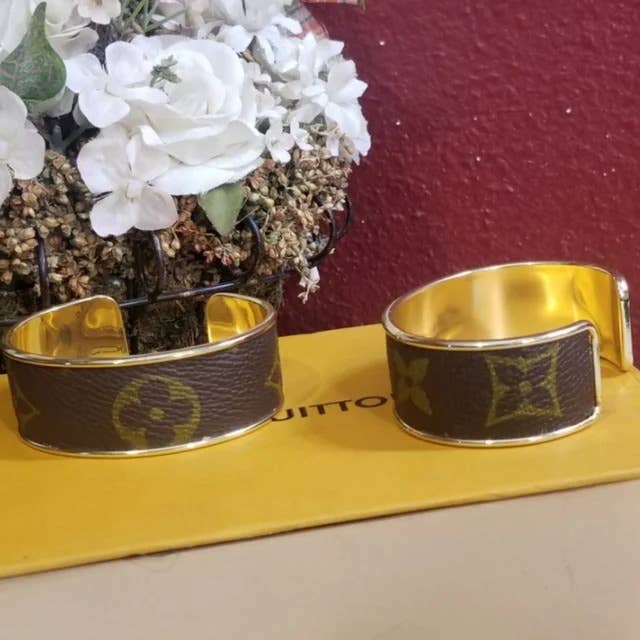 Authentic upcycled LV Cuff Bracelet
