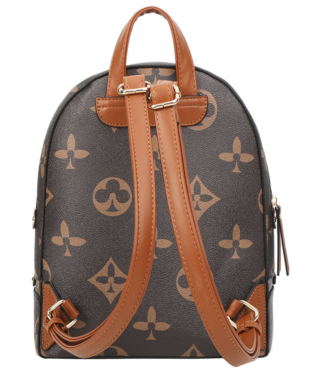 2in1 Print Zipper Backpack With wallet Set DH-7285-W : White