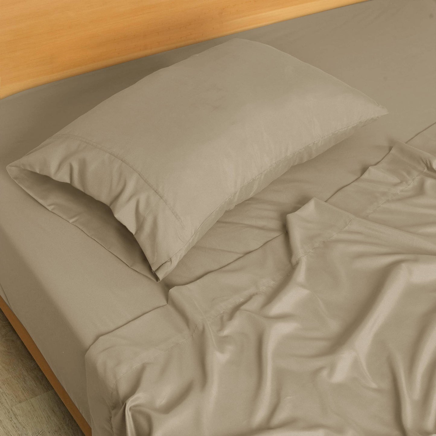 Soft Brushed Microfiber Deep Pocket Sheet Set - 4 Piece Set: Beige / King