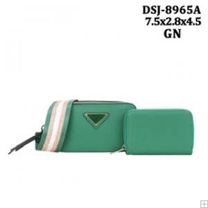 MJ-8965A Fashion Mini Crossbody Bag With Wallet Set: Black