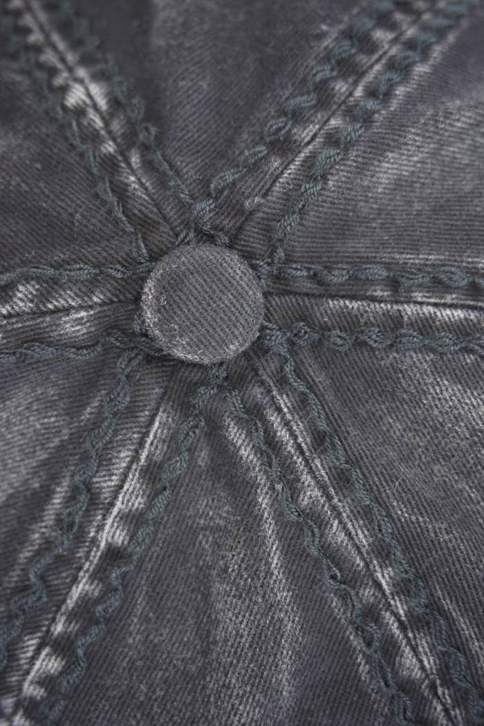 Bejeweled Bling Glitz Distressed Cap, Adjustable: Black