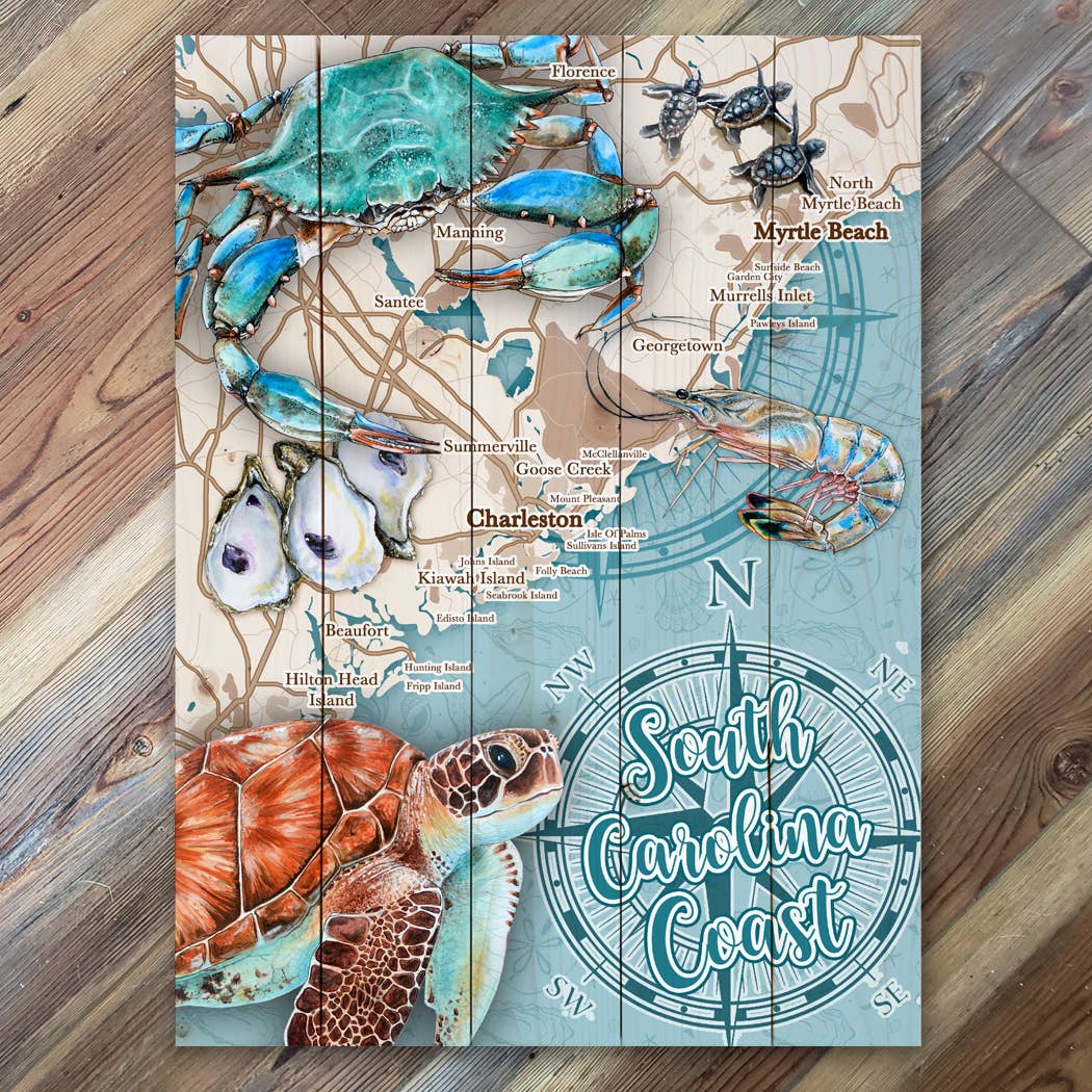 18x24 Coastal Design Wood Pallet Map- Custom Locations