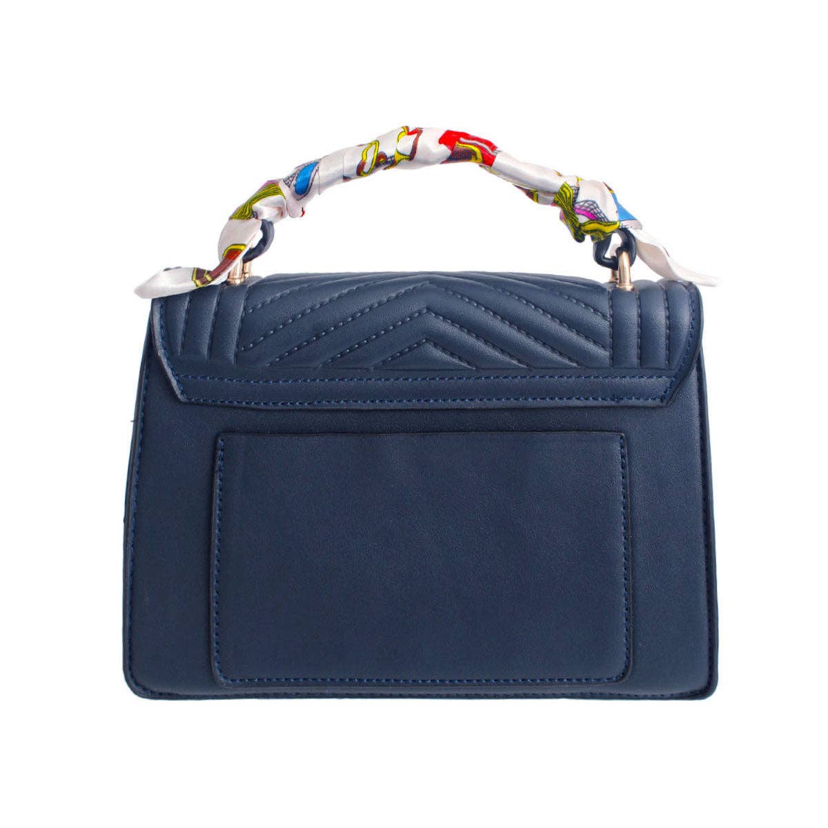Navy Quilted Scarf Crossbody: Navy / Faux Leather / 8.7 x 3.3 x 5.7 inches
