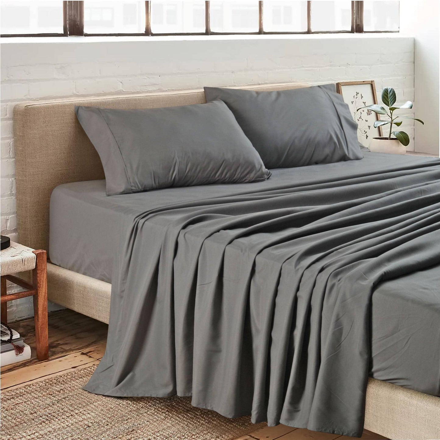 Soft Brushed Microfiber Deep Pocket Sheet Set - 4 Piece Set: Beige / Queen