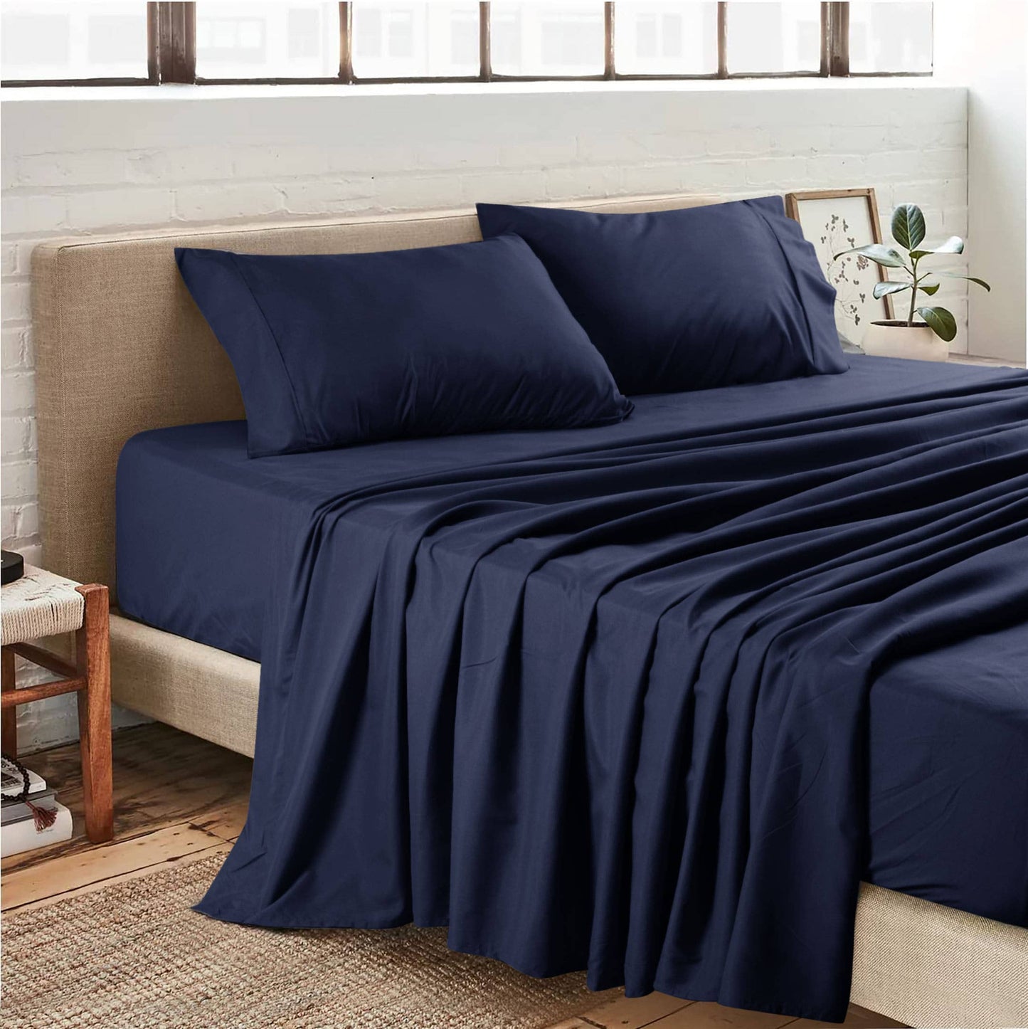 Soft Brushed Microfiber Deep Pocket Sheet Set - 4 Piece Set: Beige / King