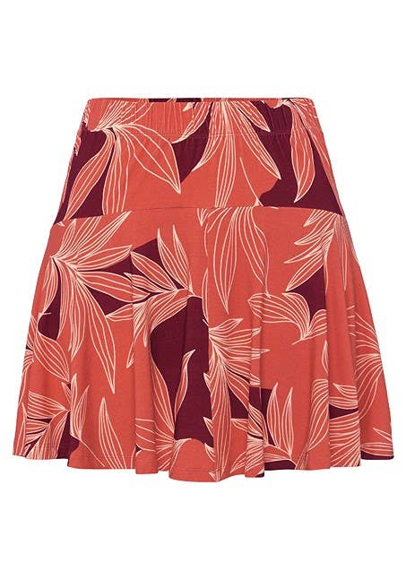 LASCANA Women's Tropical Printed Skort: Rust Printed / 14