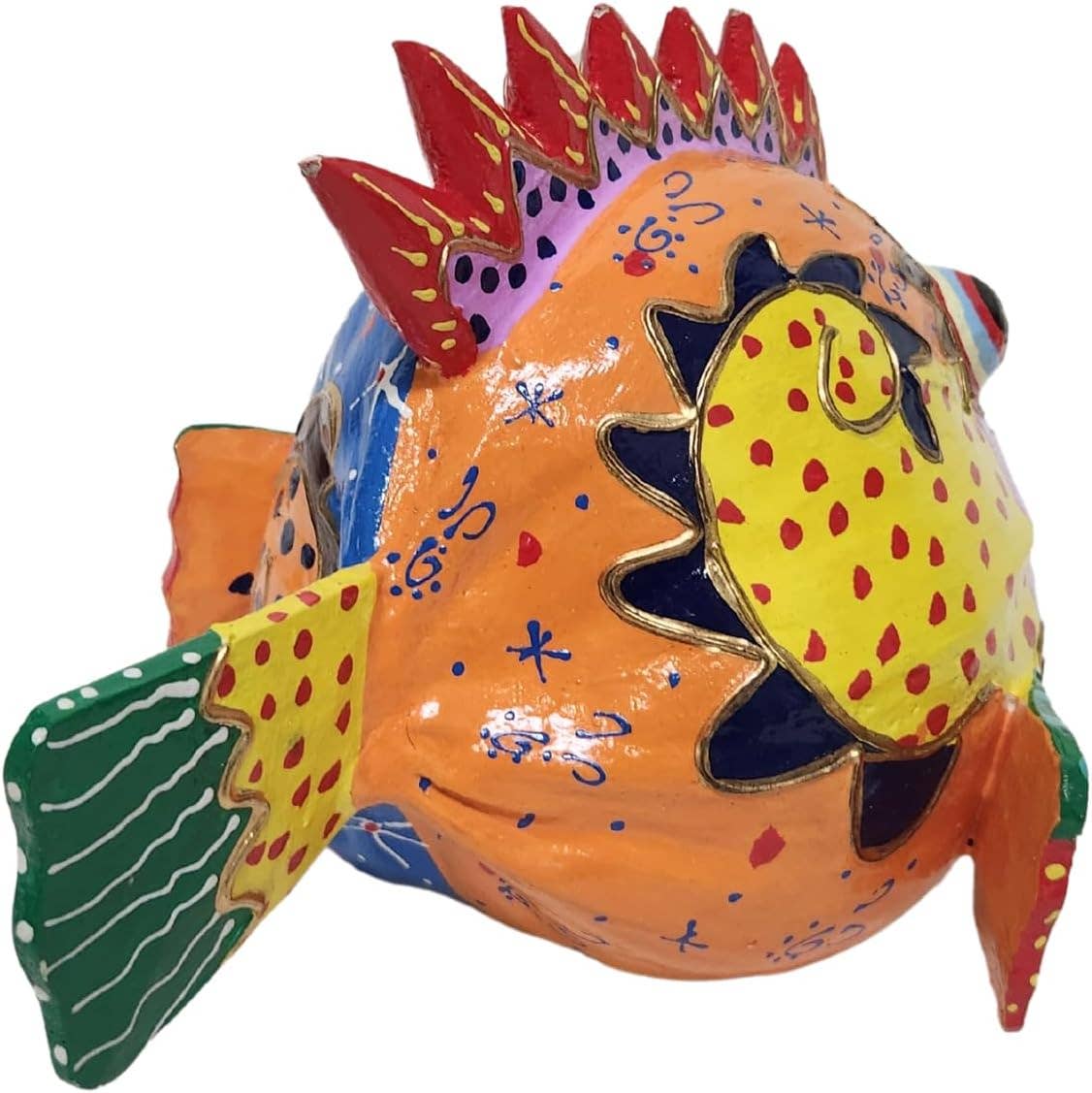 Hand Carved Coconut PICASSO FISH Table Top Art Carving