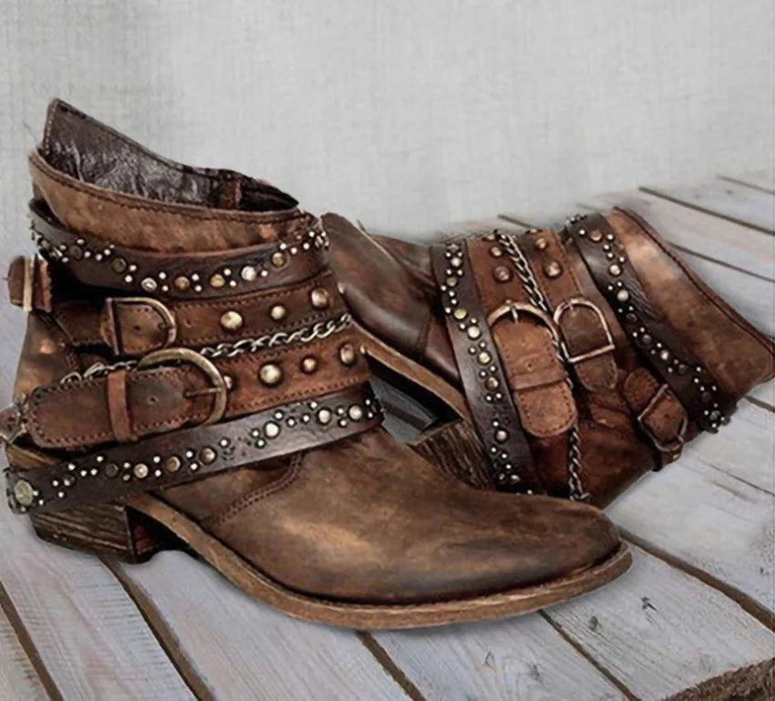 Women Fashion Vintage Mid Calf Boots Soft Leather Shoes Female Autumn Winter Motorcycle Boots Comfortable Botas Zapatos De Mujer