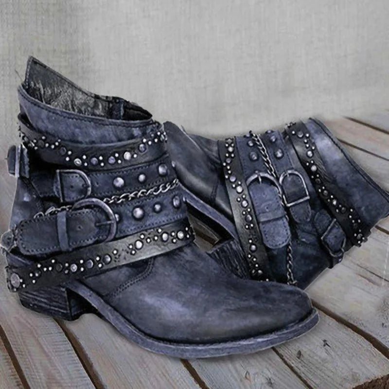 Women Fashion Vintage Mid Calf Boots Soft Leather Shoes Female Autumn Winter Motorcycle Boots Comfortable Botas Zapatos De Mujer