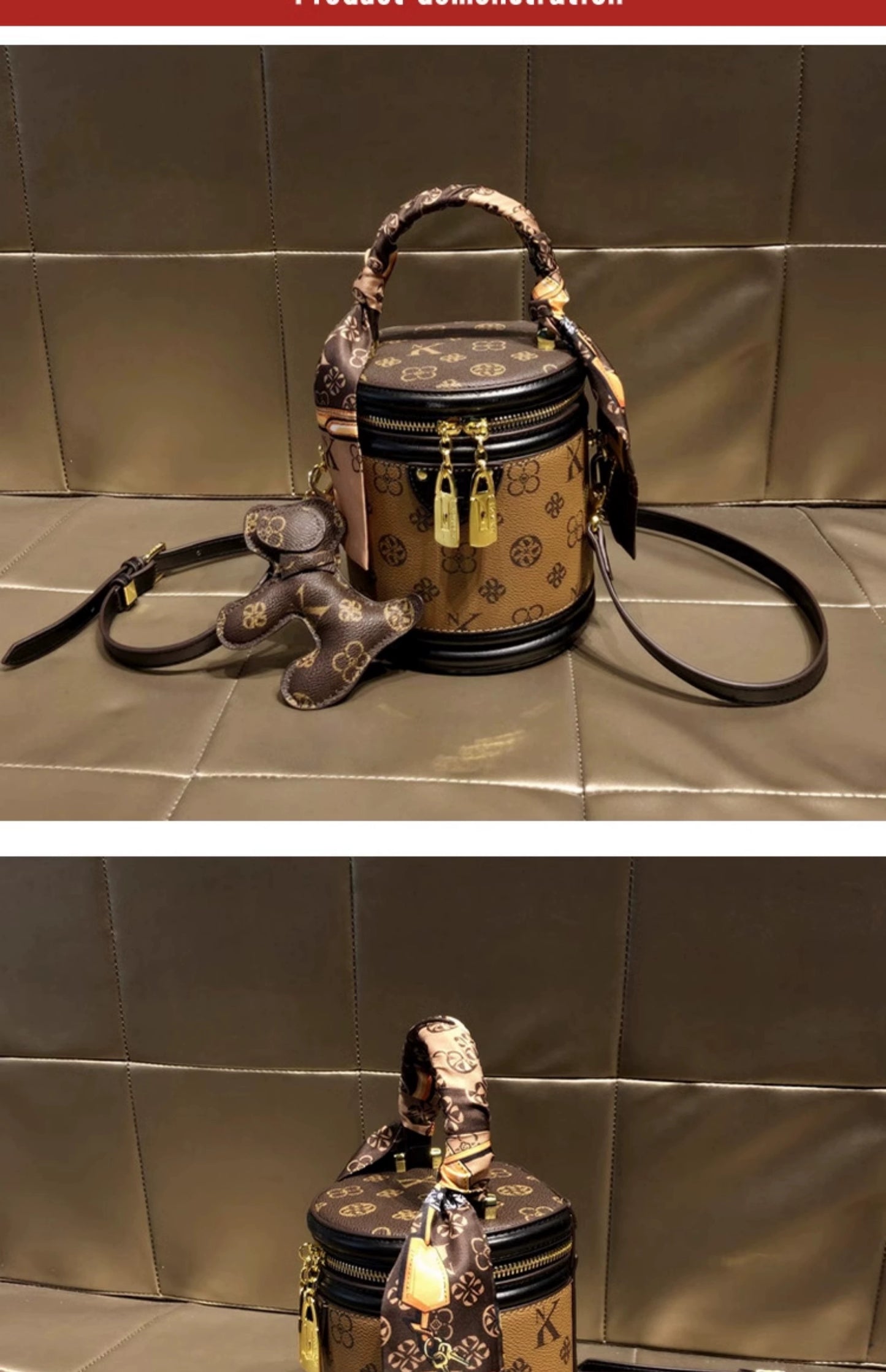 Bag Women's Genuine Leather Retro Fortune Bucket Shoulder Messenger Bag