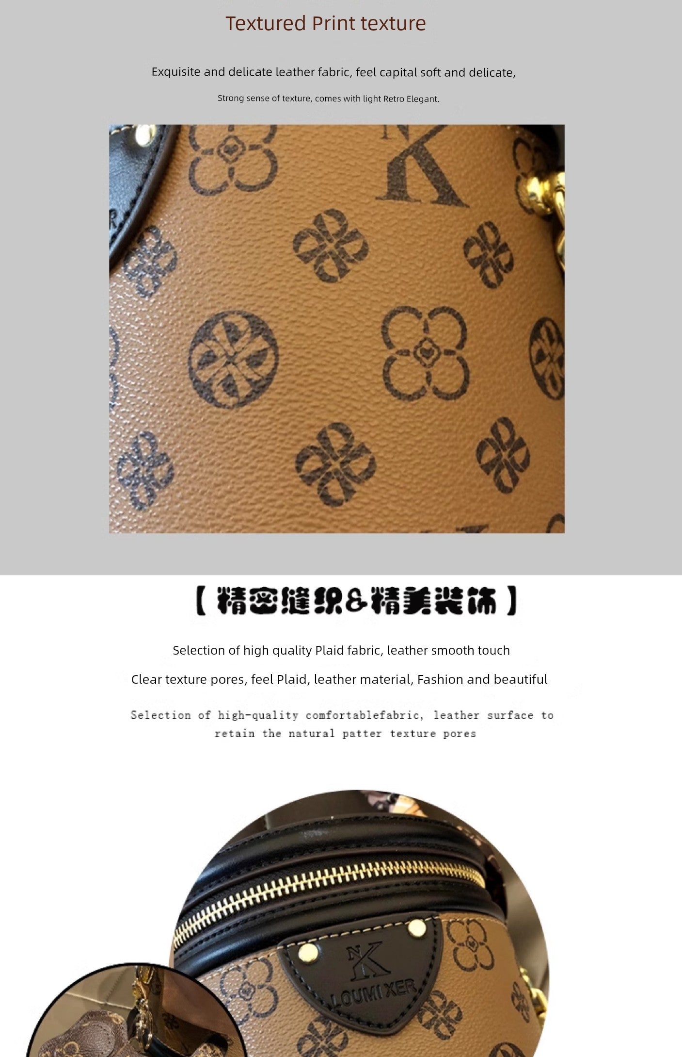 Bag Women's Genuine Leather Retro Fortune Bucket Shoulder Messenger Bag