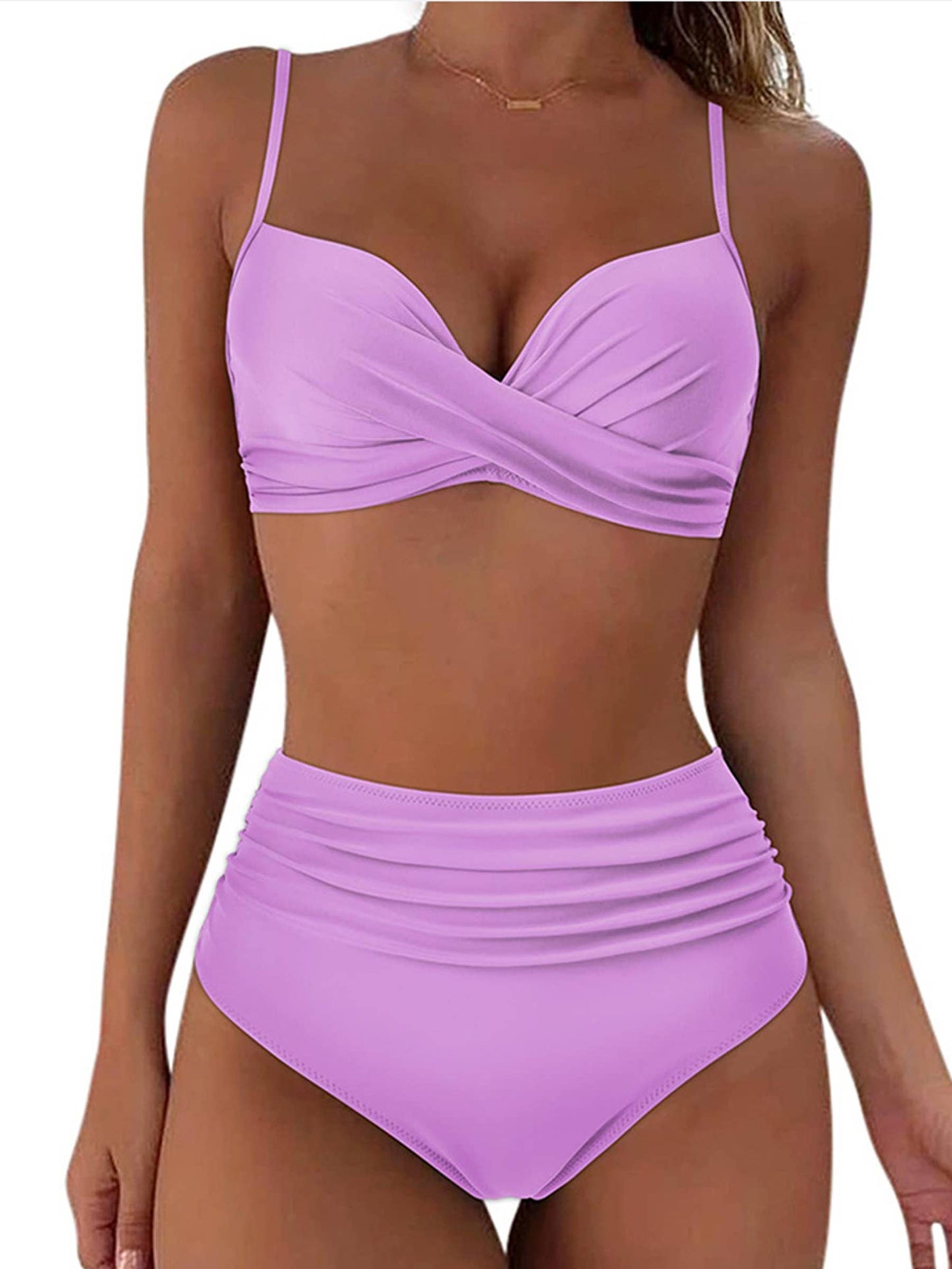 Split High Waist Sexy Swimsuit: Blue / L