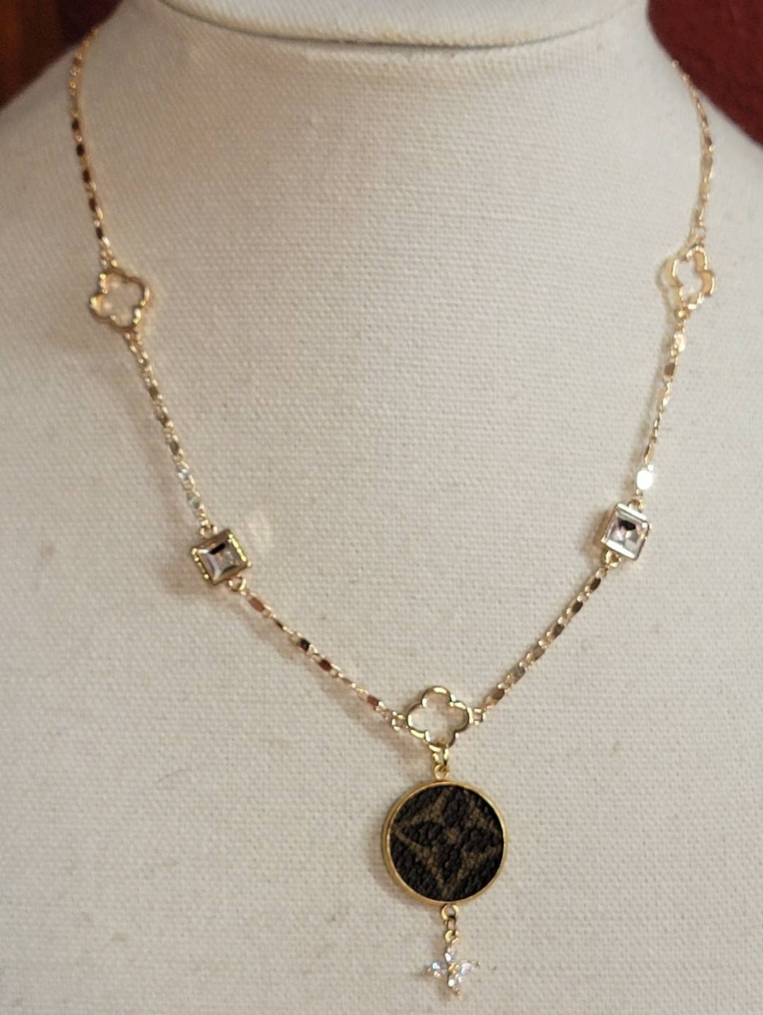 Upcycled LV dainty necklace
