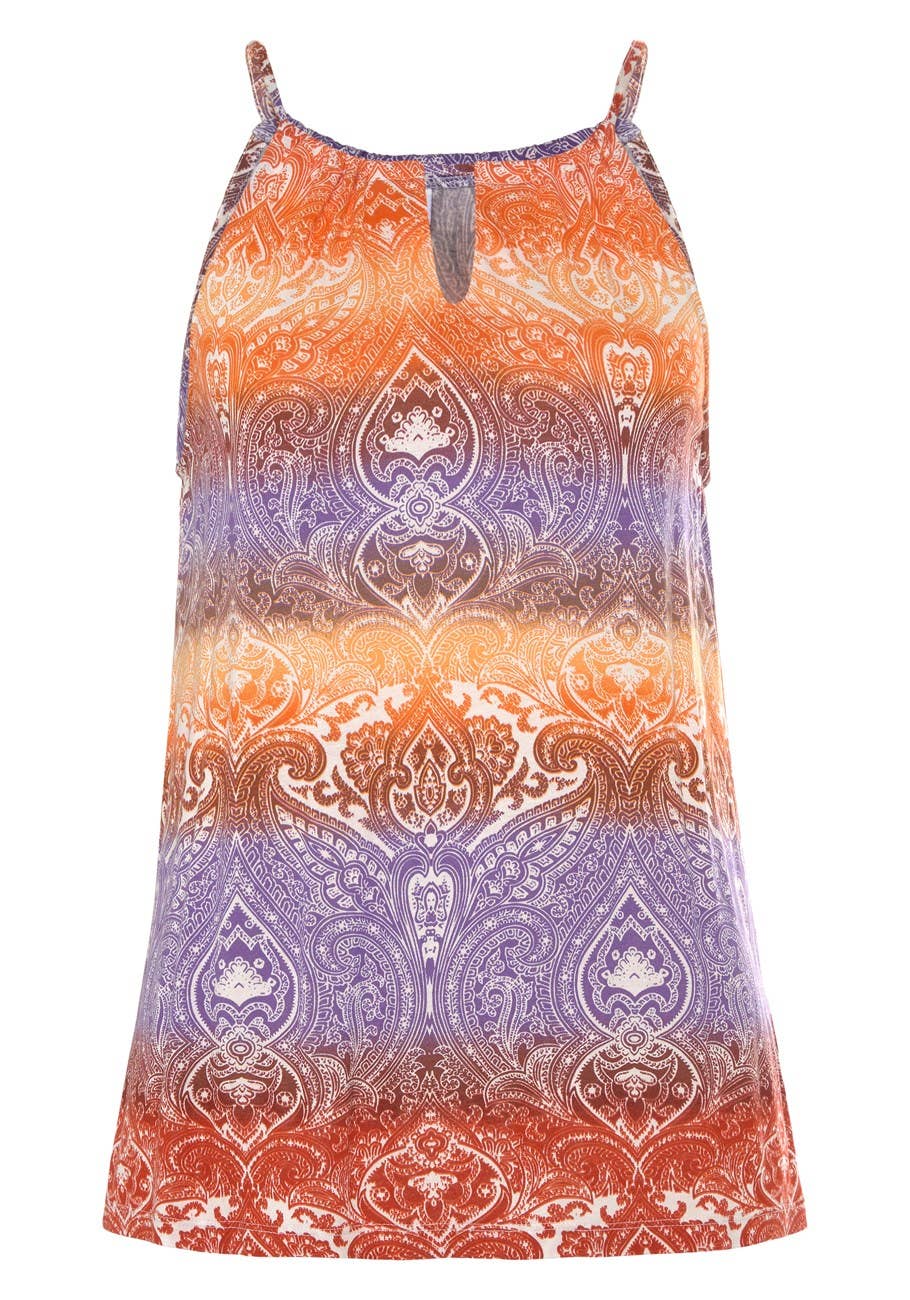 LASCANA Women's Sleeveless Keyhole Detail Top: Red & Navy / 4/6