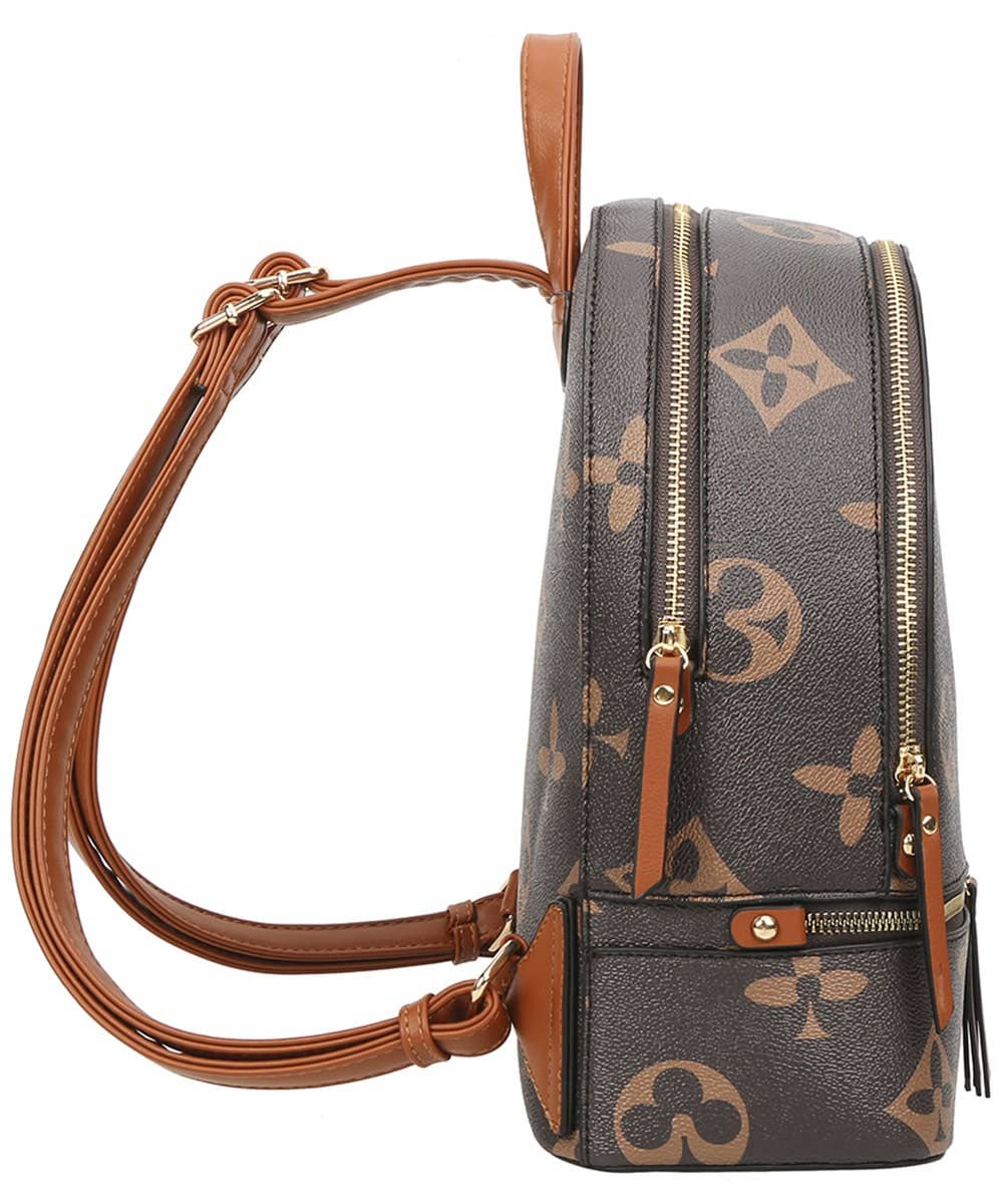 2in1 Print Zipper Backpack With wallet Set DH-7285-W : White
