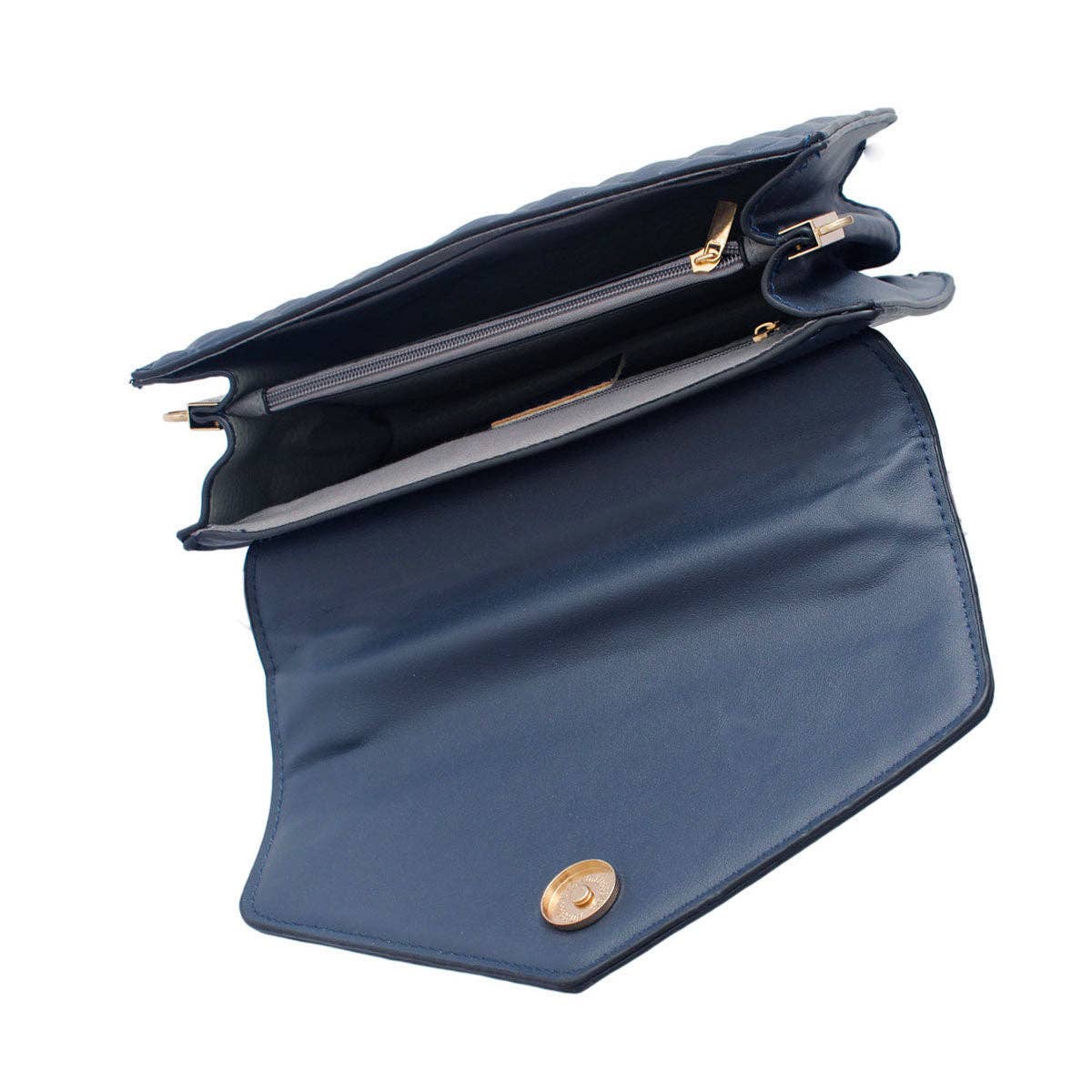 Navy Quilted Scarf Crossbody: Navy / Faux Leather / 8.7 x 3.3 x 5.7 inches