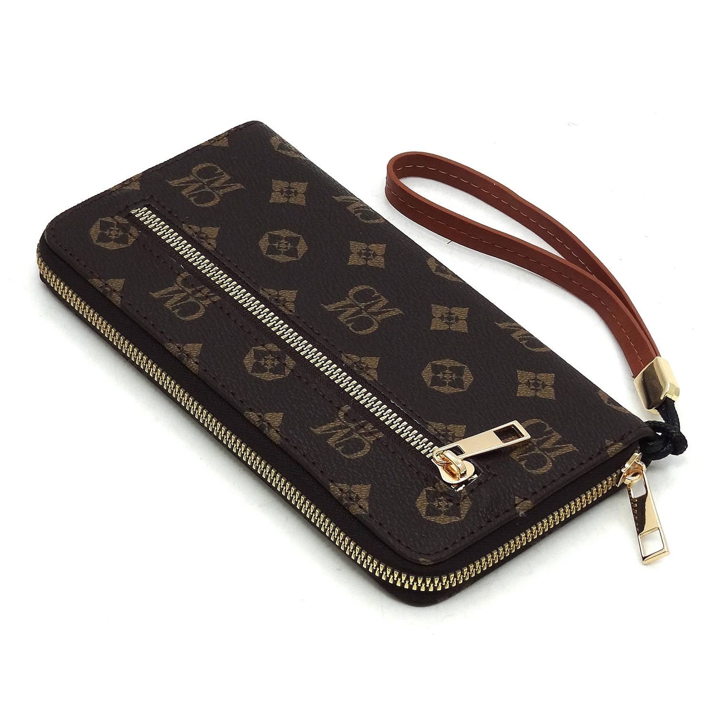 CS022 Monogram Accordion Card Holder Wallet Wristlet: IV/TN