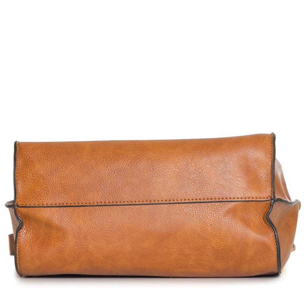 QF0065 Faux leather tote bag: BLACK