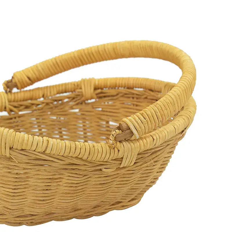 Classic Handcrafted Rattan Basket with foldable handle: Large