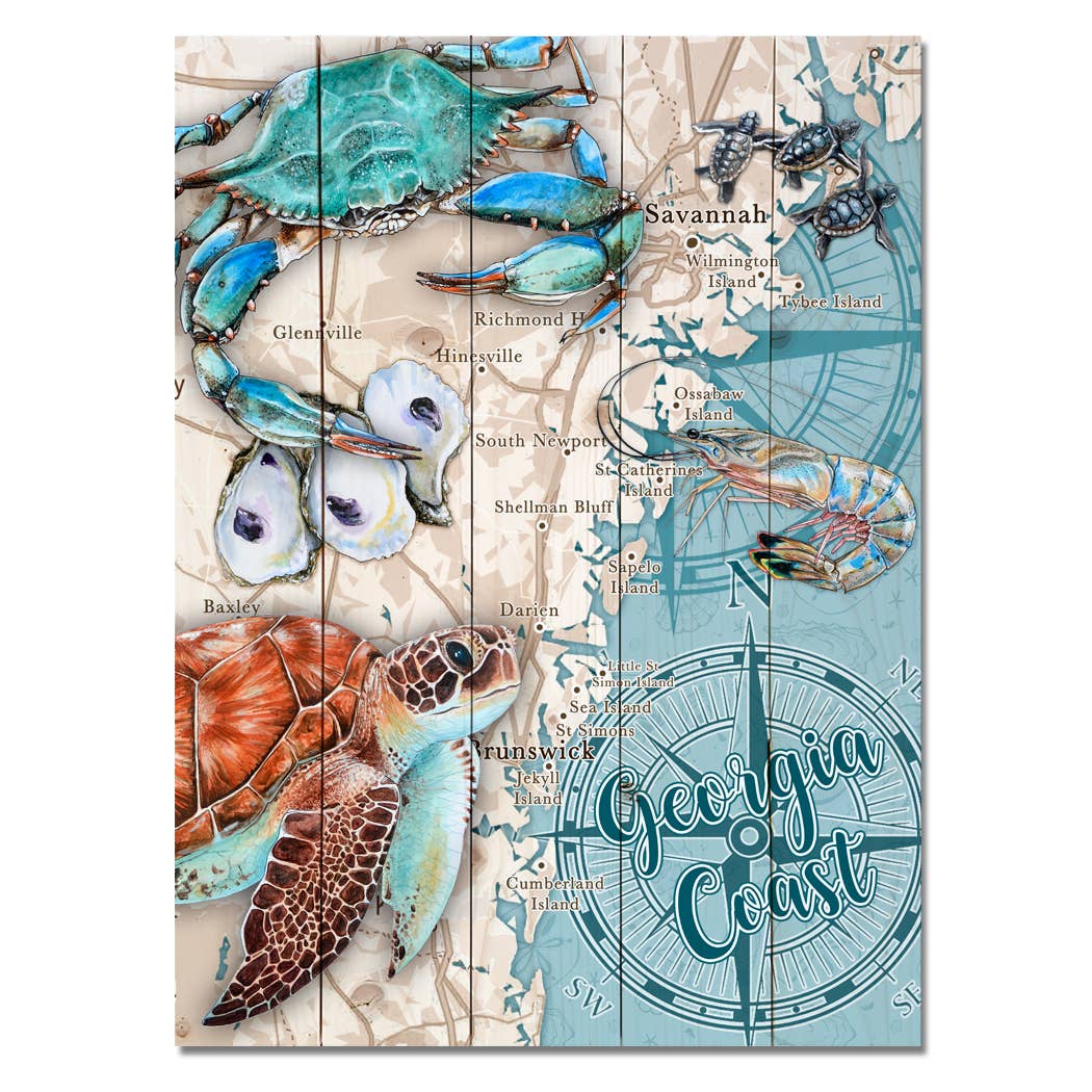 18x24 Coastal Design Wood Pallet Map- Custom Locations