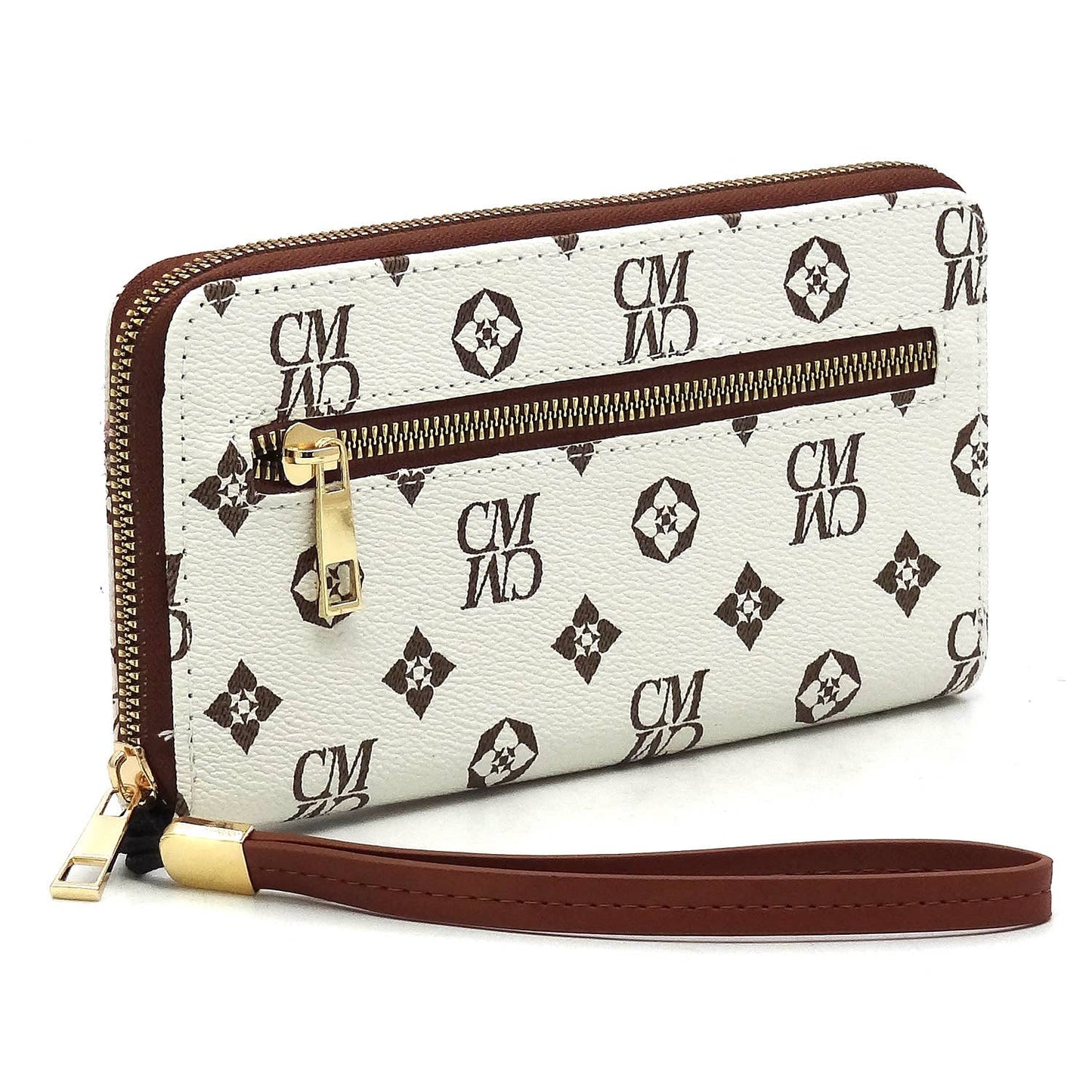 CS022 Monogram Accordion Card Holder Wallet Wristlet: IV/TN