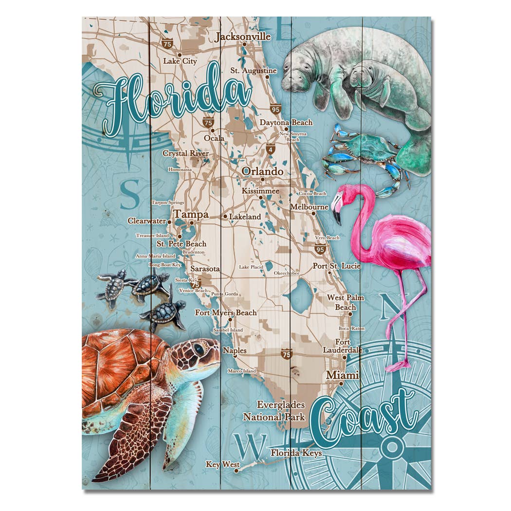 18x24 Coastal Design Wood Pallet Map- Custom Locations