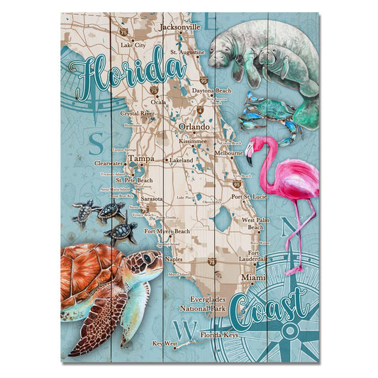 18x24 Coastal Design Wood Pallet Map- Custom Locations