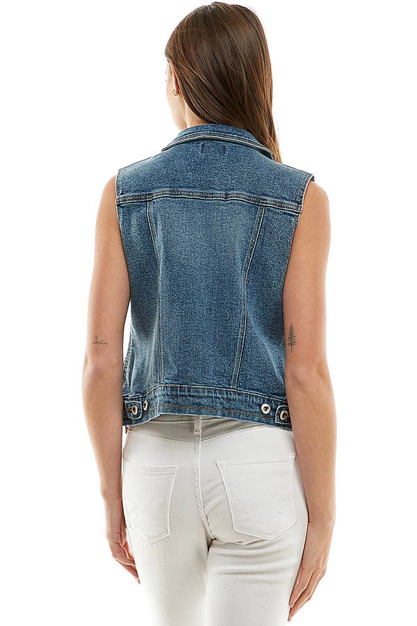Women's Spandex Denim Vest: MEDIUM / 98% Cotton 2% Spandex / S-M-L-XL(1-2-2-1)6pcs/pack