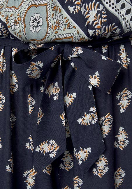 LASCANA Women's Patterned V-Neck Jumpsuit: Navy Printed / 14