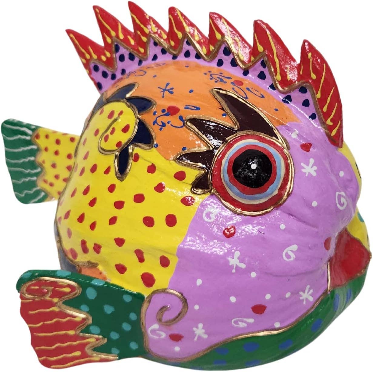 Hand Carved Coconut PICASSO FISH Table Top Art Carving