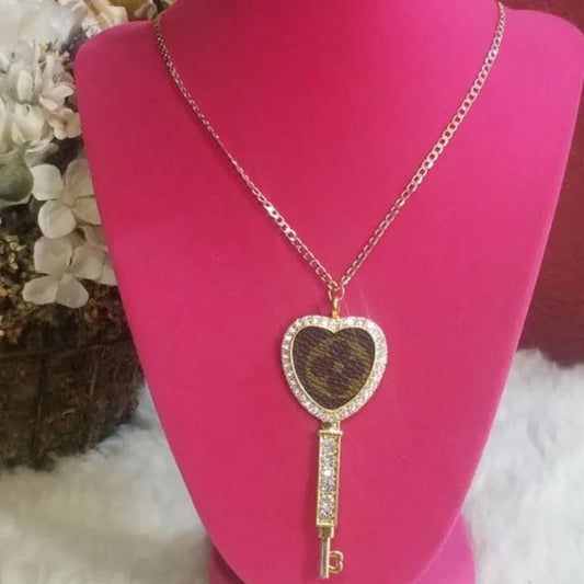 Authentic  upcycled LV Heart Key Necklace