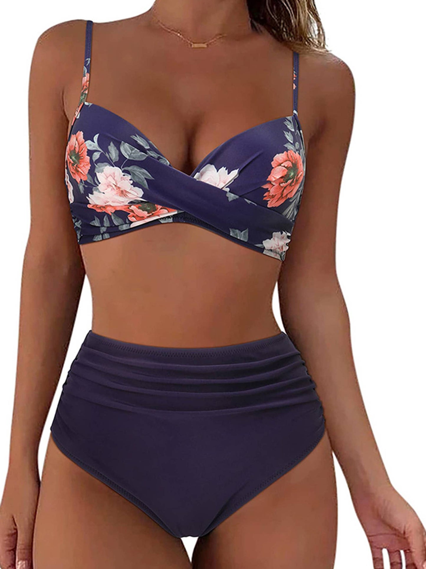 Split High Waist Sexy Swimsuit: Black / 2XL