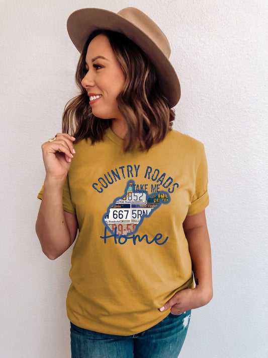 Country Roads Take Me Home WV Printed Tee Printed Tee: Small