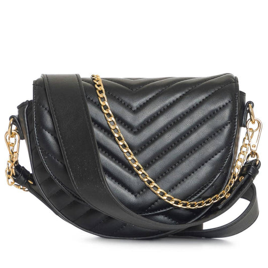 LHU483 Ladies Fashion Inspired Crossbody Hand Purse : BLACK