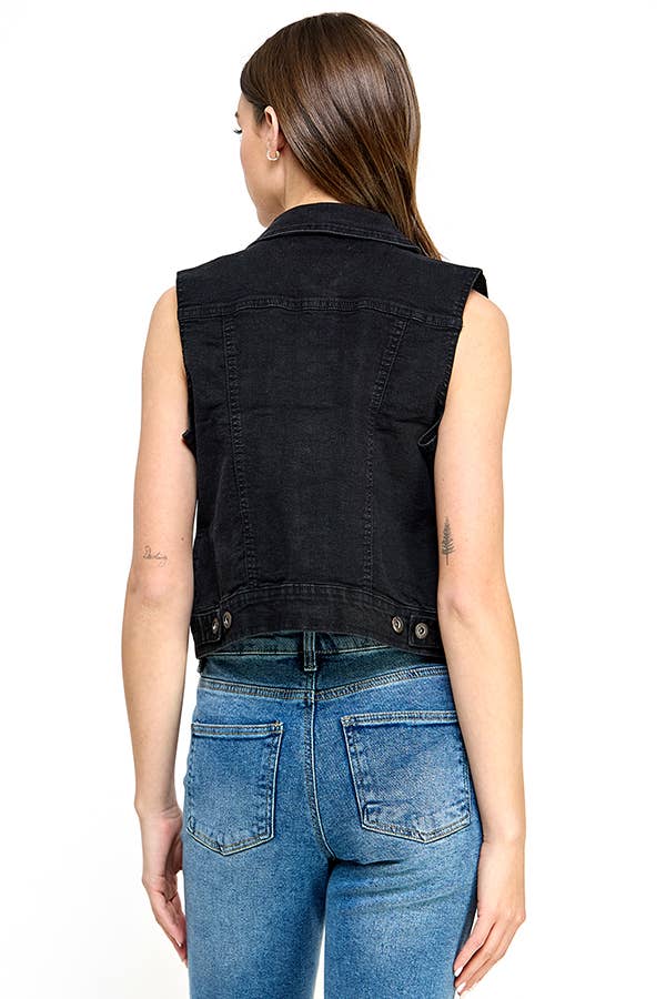 Women's Spandex Denim Vest: MEDIUM / 98% Cotton 2% Spandex / S-M-L-XL(1-2-2-1)6pcs/pack