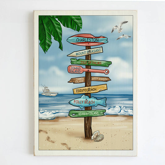 Driftwood Directional Customized Ocean Art-5x7 Inches Wood