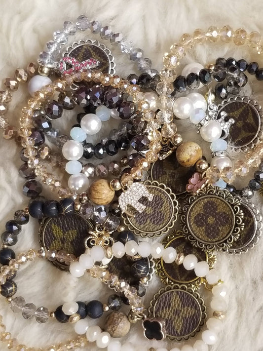 Upcycled LV single bracelets -mystery bundle