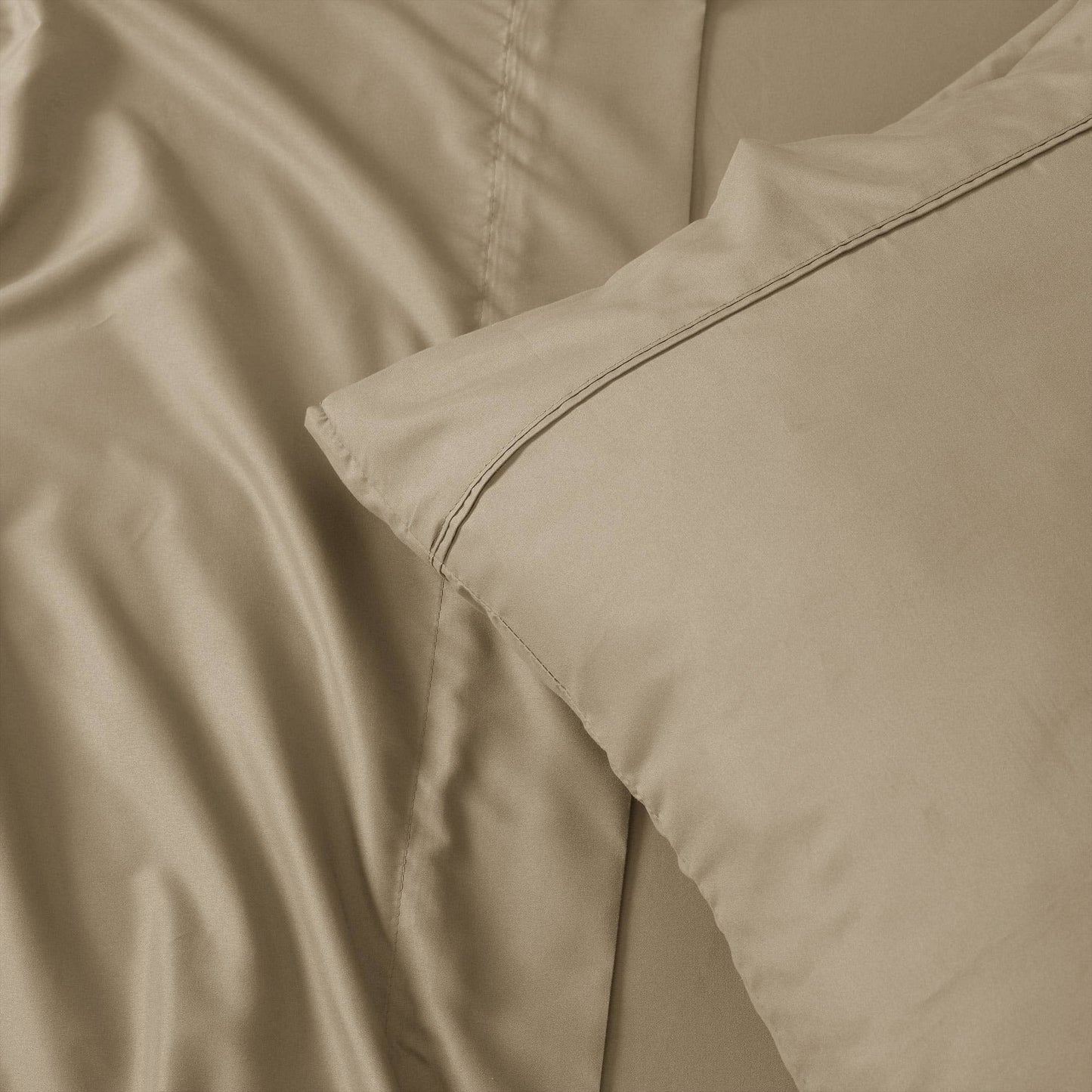 Soft Brushed Microfiber Deep Pocket Sheet Set - 4 Piece Set: Beige / Queen
