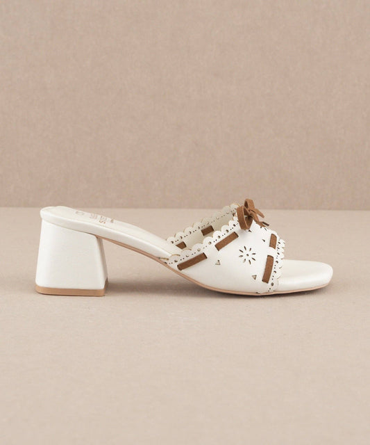 The Breda White | Sweet low heel sandal: WHITE / 7