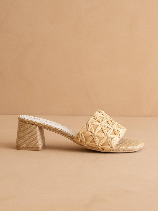 The Winona | Natural Woven Raffia Block Heel: NATURAL / 6.5