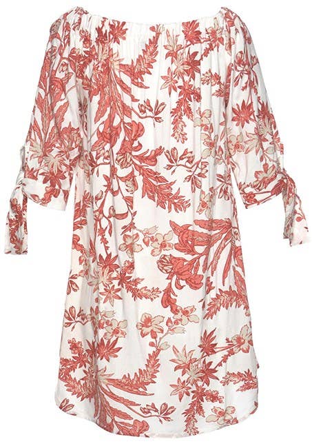 LASCANA Women's Off Shoulder Floral Dress: Red Multi / 4