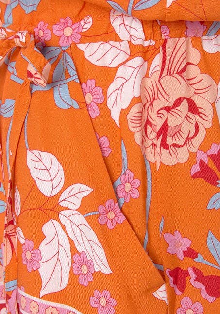 LASCANA Women's Floral Wrap Look Romper: Orange Multi / 14