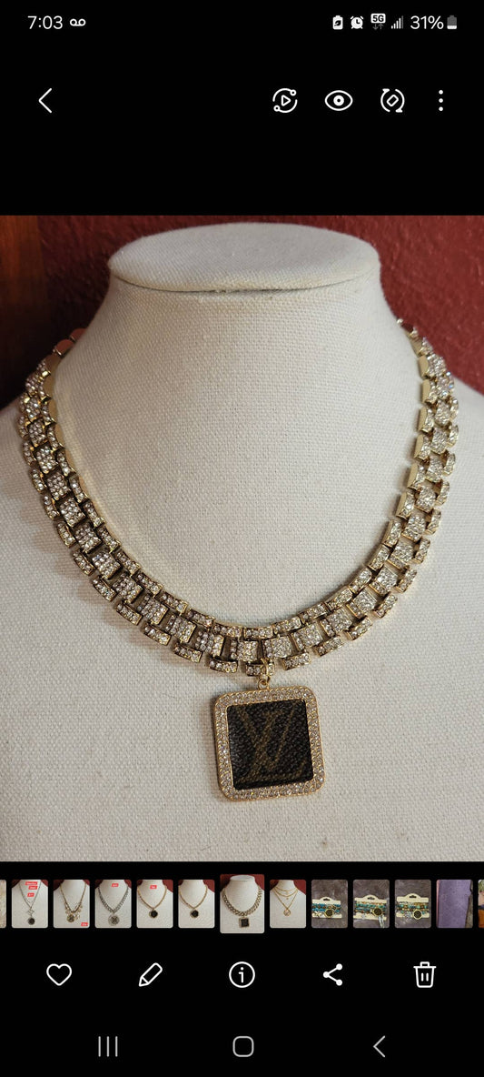 Upcycled authentic LV Necklace