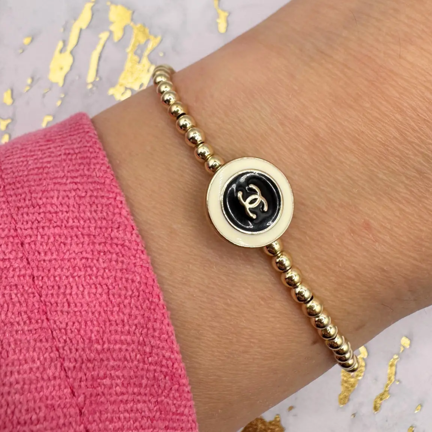 3MM Gold Beaded Bracelet: 7.5"