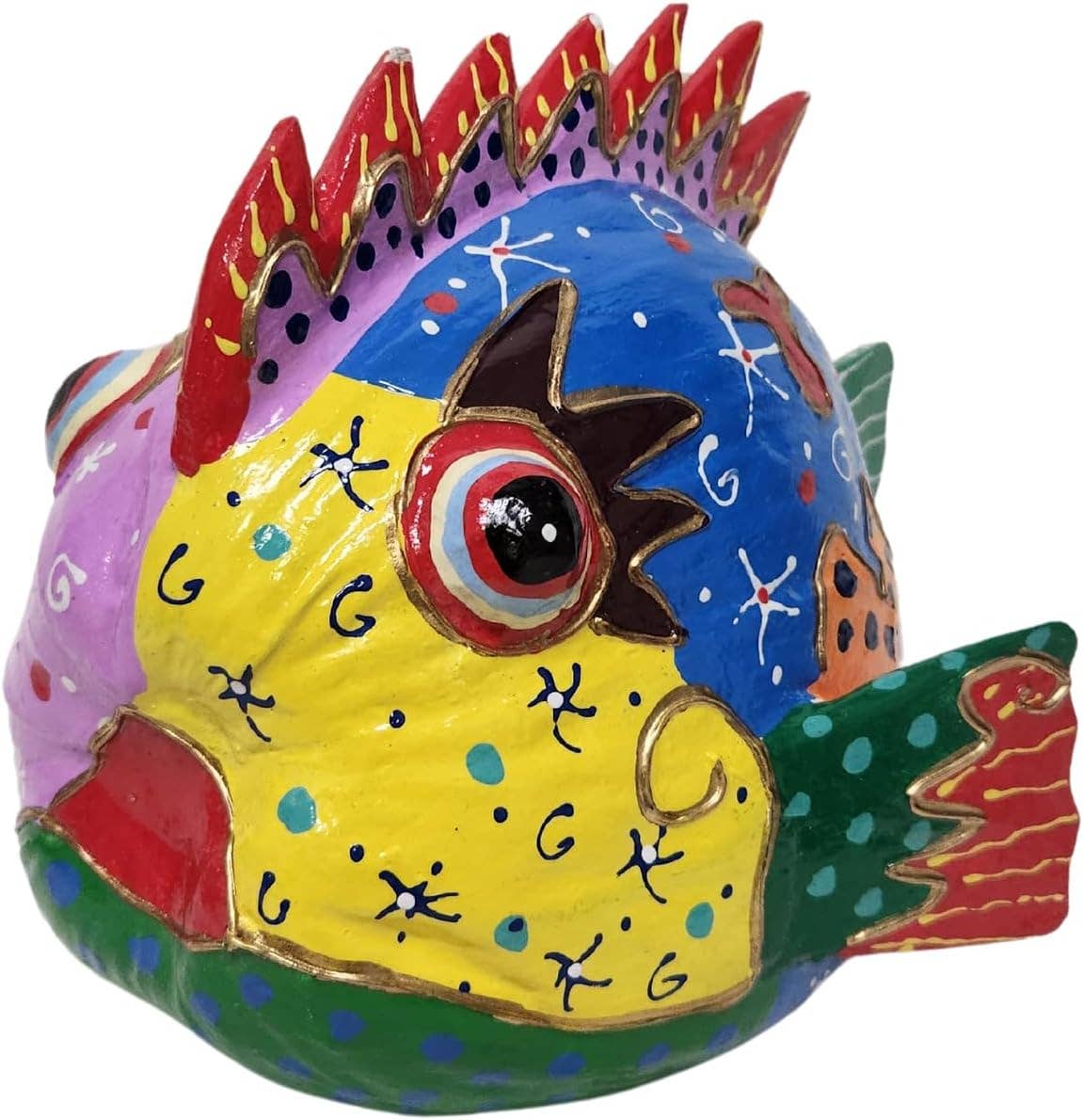 Hand Carved Coconut PICASSO FISH Table Top Art Carving