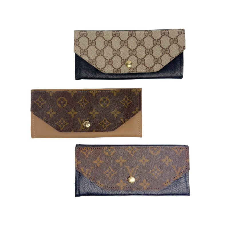 Gia Wallet In Leather | Upcycled Gucci & LV: LV Mocha Mousse