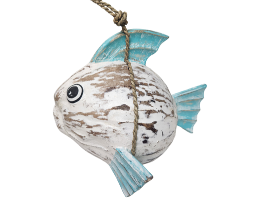 Hand Carved Coconut FISH Table Top Art Carving