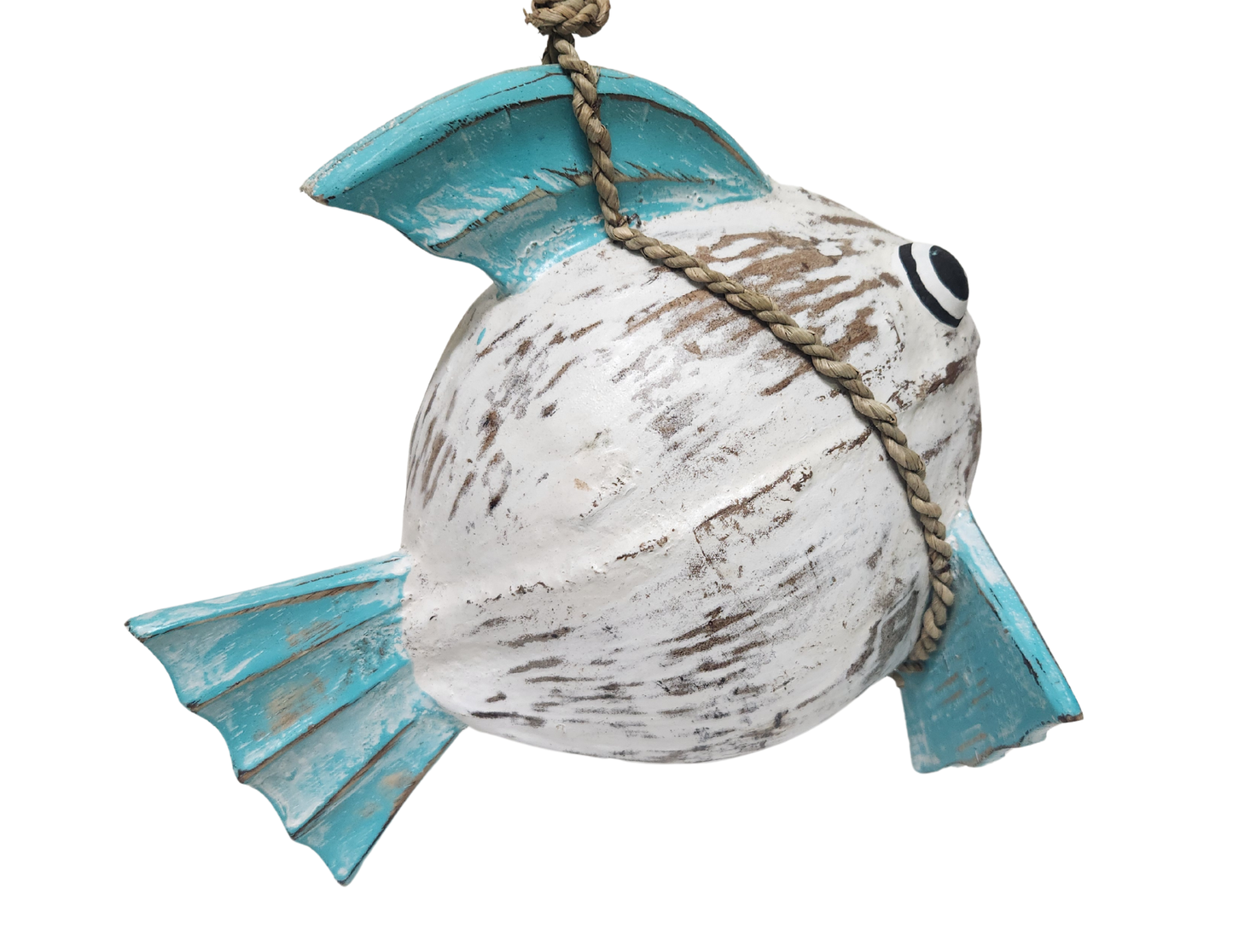 Hand Carved Coconut FISH Table Top Art Carving