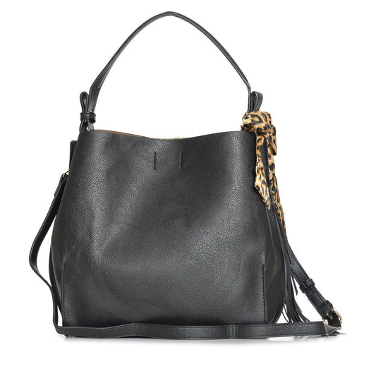 QF0065 Faux leather tote bag: BLACK